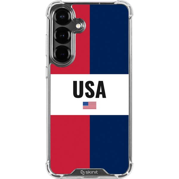 American Flag Color Block Galaxy S26 Plus Clear Case