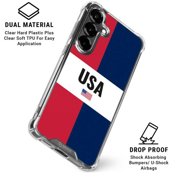 American Flag Color Block Galaxy S26 Plus Clear Case