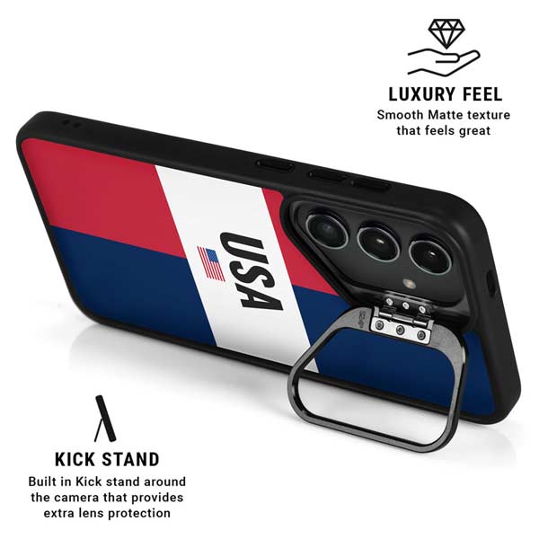 American Flag Color Block Galaxy S26 Plus Kickstand Case