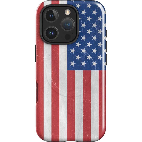 American Flag Distressed iPhone 16 Pro Magsafe Impact Case