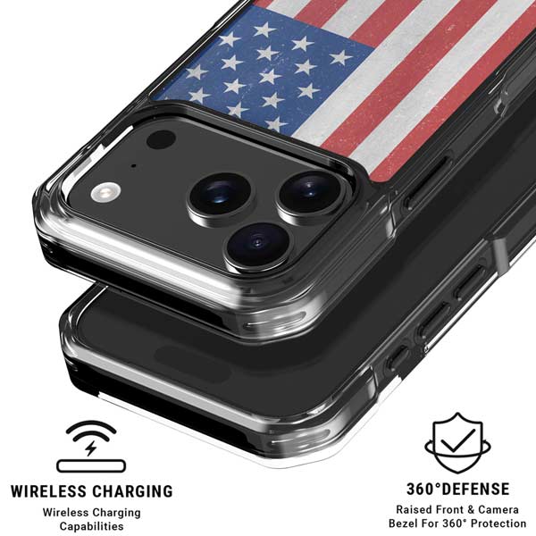 American Flag Distressed iPhone 17 Pro Clear Case
