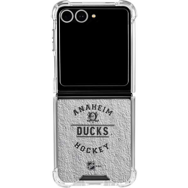 NHL Anaheim Ducks Black Text Galaxy Z Flip7 Clear Case
