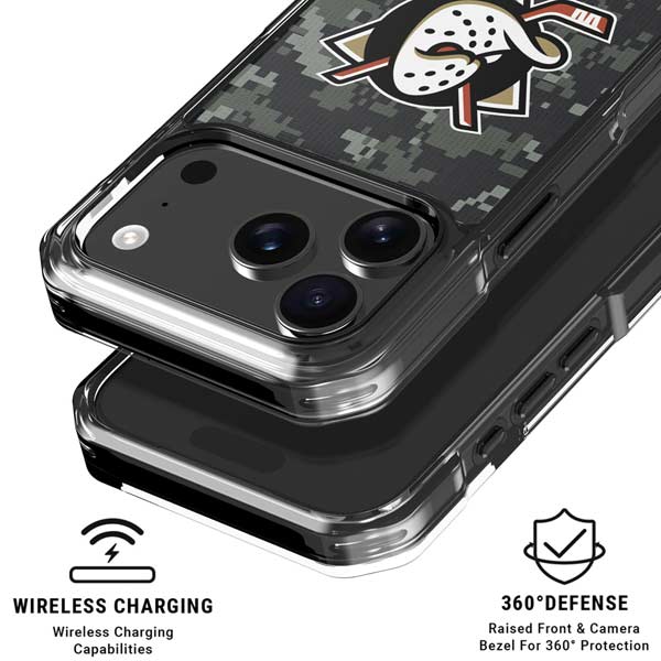 NHL Anaheim Ducks Camo iPhone 17 Pro Clear Case