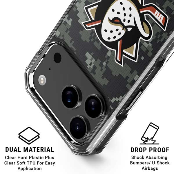 NHL Anaheim Ducks Camo iPhone 17 Pro Clear Case