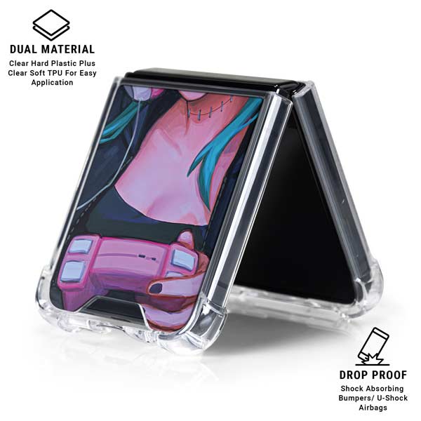 Anime Catgirl Gamer Nerd by Ivy Dolamore Galaxy Z Flip7 Clear Case
