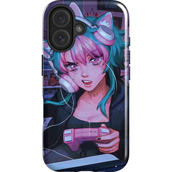 Anime Catgirl Gamer Nerd by Ivy Dolamore iPhone 16 Magsafe Impact Case
