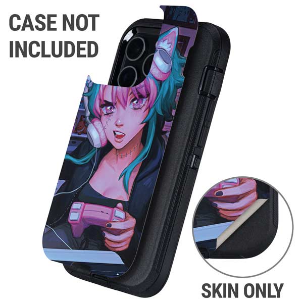 Anime Catgirl Gamer Nerd by Ivy Dolamore Otterbox Defender iPhone Skin