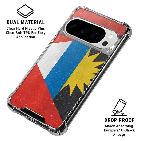 Antigua and Barbuda Flag Distressed Google Pixel 10 Pro XL Clear Case