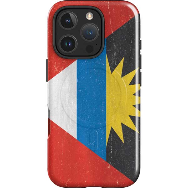 Antigua and Barbuda Flag Distressed iPhone 16 Pro Magsafe Impact Case