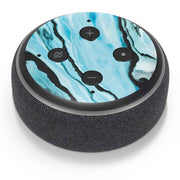Aqua Blue Marble Ink Amazon Echo Dot Skin