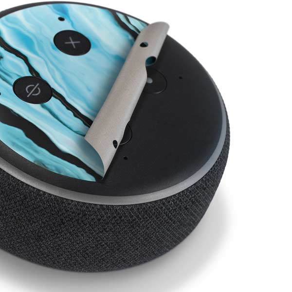Aqua Blue Marble Ink Amazon Echo Dot Skin