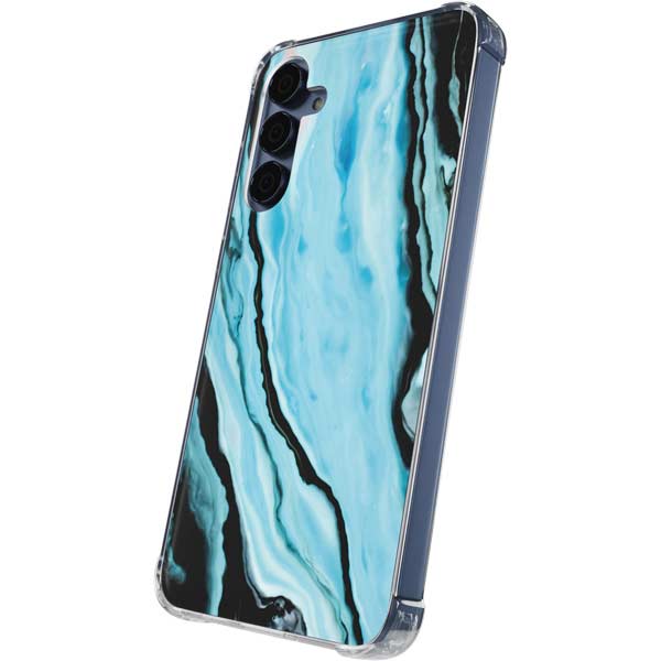 Aqua Blue Marble Ink Galaxy A35 5G Clear Case