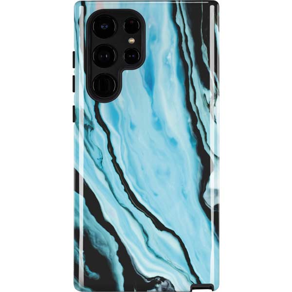 Aqua Blue Marble Ink Galaxy S25 Ultra Impact Case