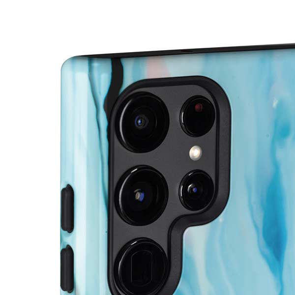 Aqua Blue Marble Ink Galaxy S25 Ultra Impact Case