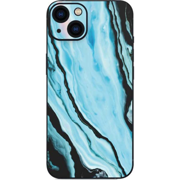 Aqua Blue Marble Ink iPhone 15 Skin