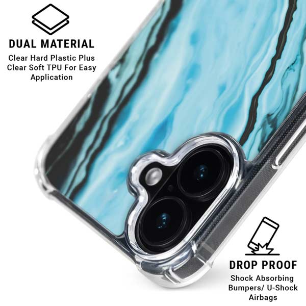 Aqua Blue Marble Ink iPhone 16 Plus MagSafe Case