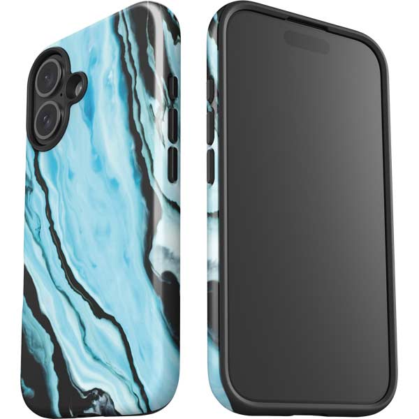 Aqua Blue Marble Ink iPhone 17 Impact Case