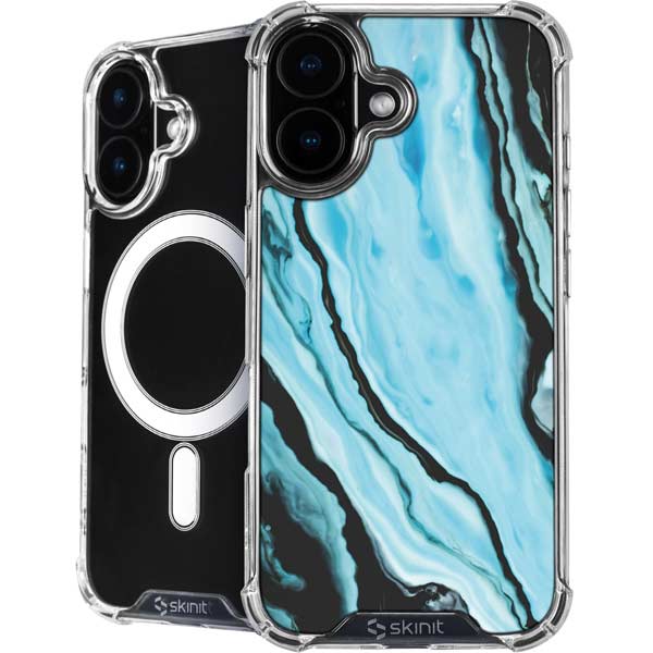 Aqua Blue Marble Ink iPhone 17 MagSafe Case