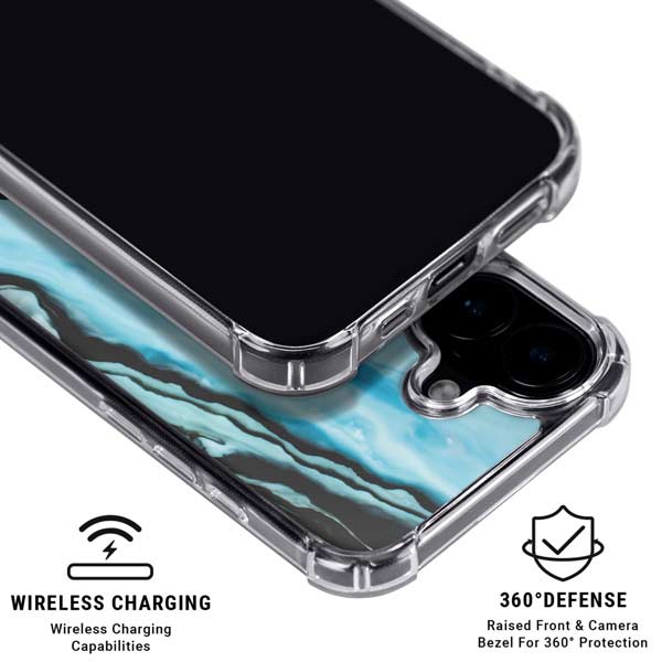 Aqua Blue Marble Ink iPhone 17 MagSafe Case