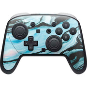 Aqua Blue Marble Ink Nintendo Switch 2 (2025) Pro Controller Skin