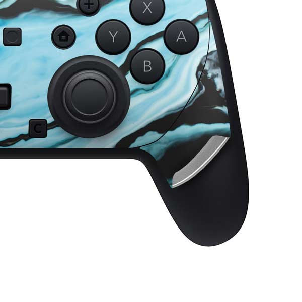 Aqua Blue Marble Ink Nintendo Switch 2 (2025) Pro Controller Skin