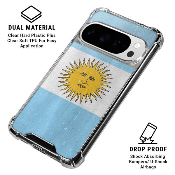 Argentina Flag Distressed Google Pixel 10 Pro XL Clear Case