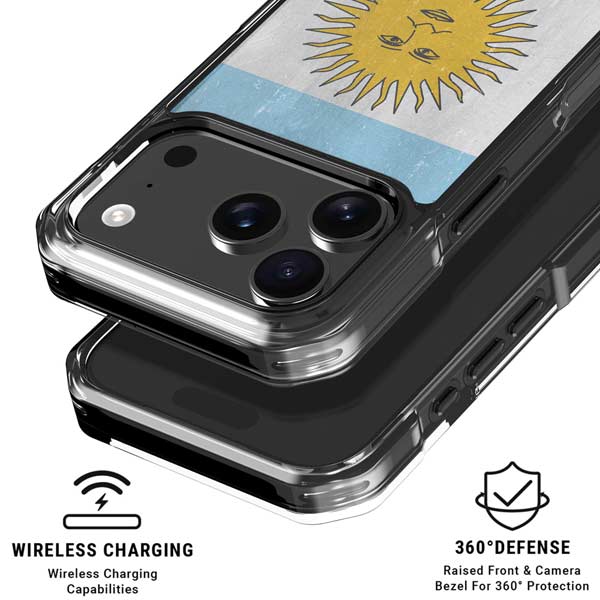 Argentina Flag Distressed iPhone 17 Pro Clear Case