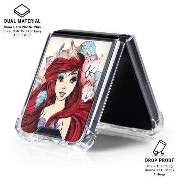 Disney The Little Mermaid Ariel Illustration Galaxy Z Flip7 Clear Case