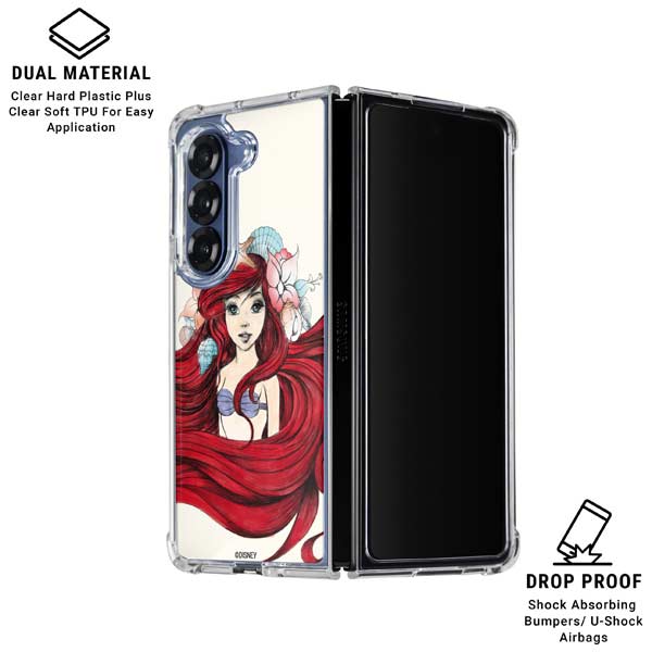 Disney The Little Mermaid Ariel Illustration Galaxy Z Fold7 Clear Case