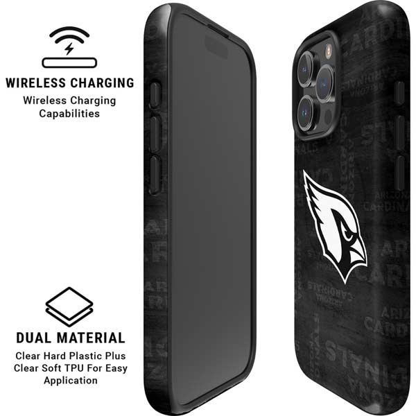 NFL Arizona Cardinals Black & White iPhone 16 Pro Max Magsafe Impact Case