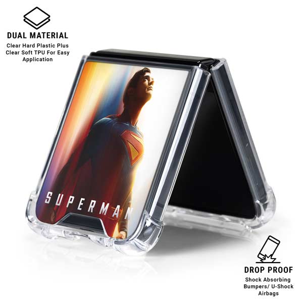 Superman 2025 Man of Steel Ascension Heroic Glow Galaxy Z Flip7 Clear Case