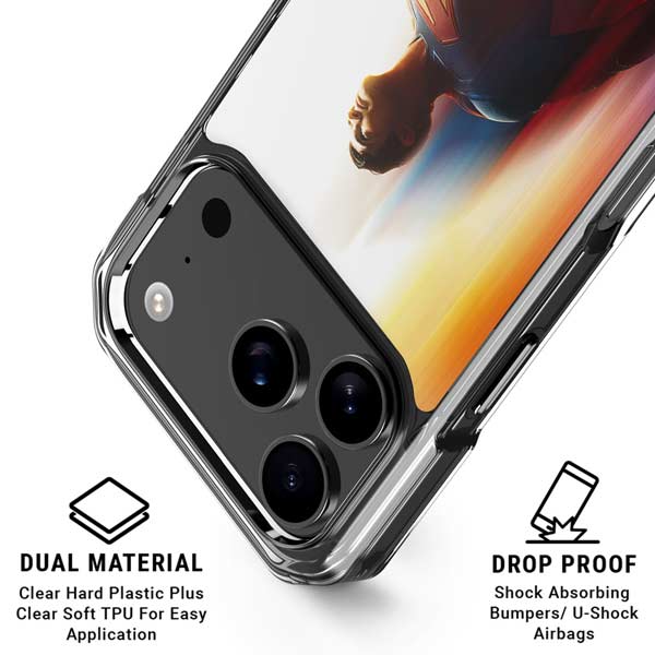 Superman 2025 Man of Steel Ascension Heroic Glow iPhone 17 Pro Clear Case