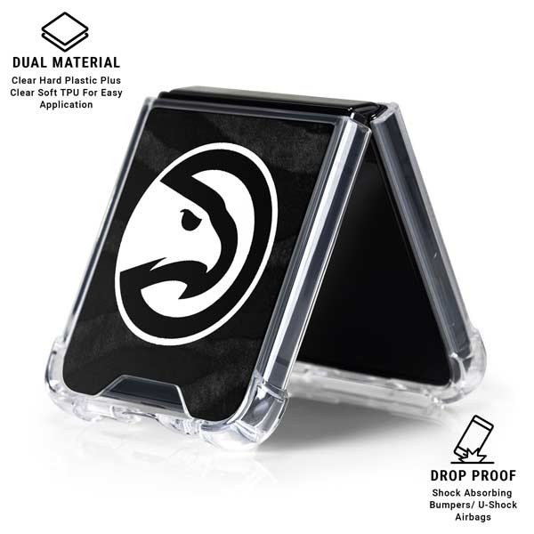 NBA Atlanta Hawks Black Animal Print Galaxy Z Flip7 Clear Case