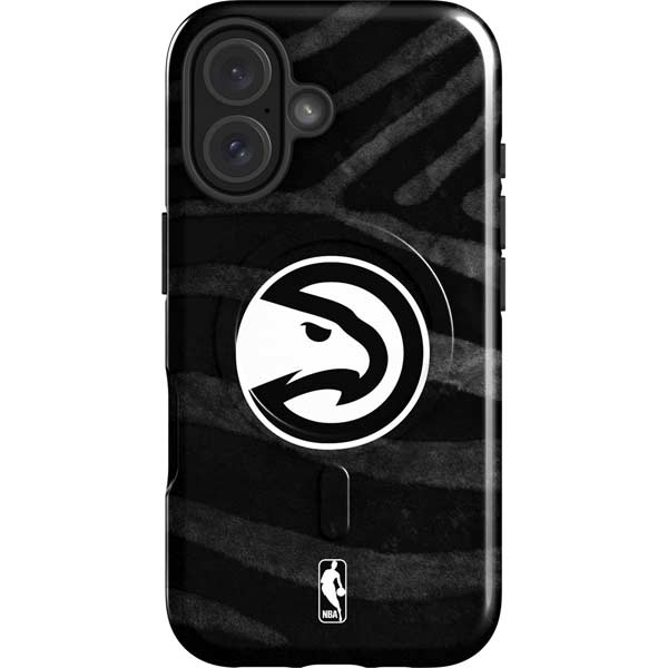 NBA Atlanta Hawks Black Animal Print iPhone 16 Magsafe Impact Case