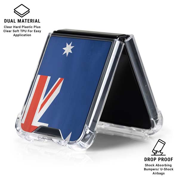 Australia Flag Distressed Galaxy Z Flip7 Clear Case