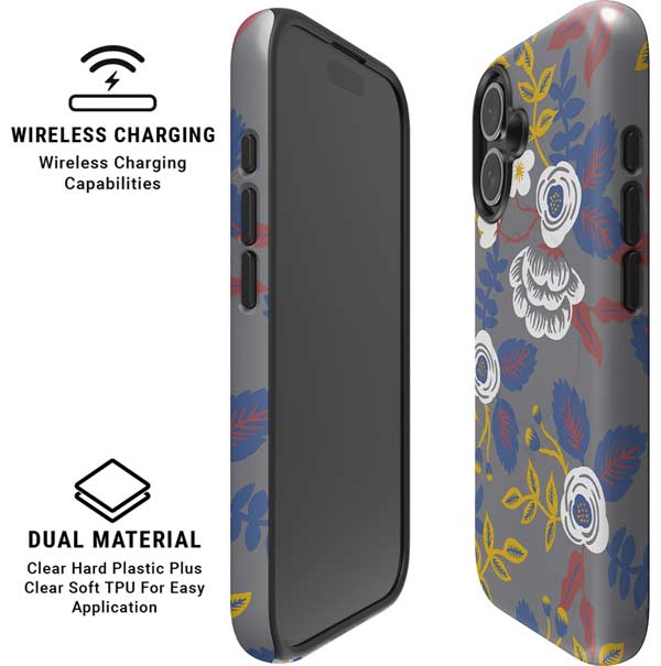 Autumn Grey Floral iPhone 16 Magsafe Impact Case