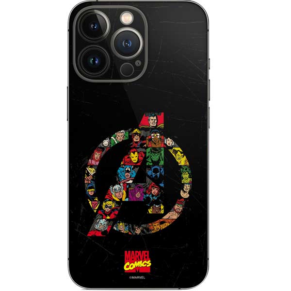 Marvel Classic Comics Avengers Logo iPhone 15 Pro Skin