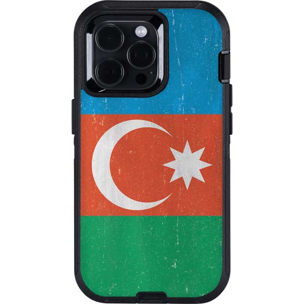 Azerbaijan Flag Distressed Otterbox Defender iPhone Skin