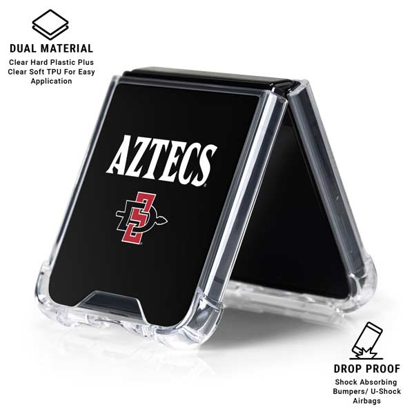 San Diego State University Aztecs Black Galaxy Z Flip7 Clear Case