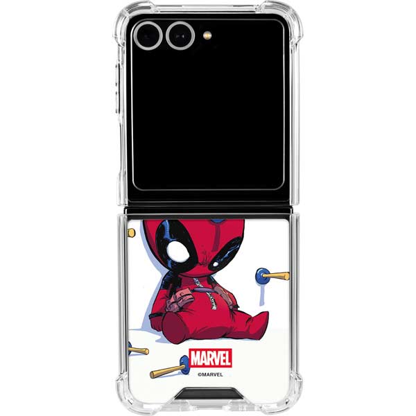 Marvel Deadpool Babypool Playing Galaxy Z Flip7 Clear Case