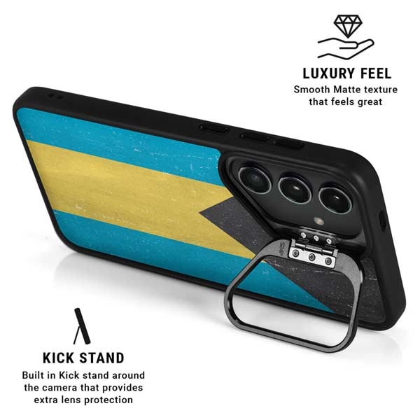 Bahamas Flag Distressed Galaxy S26 Plus Kickstand Case