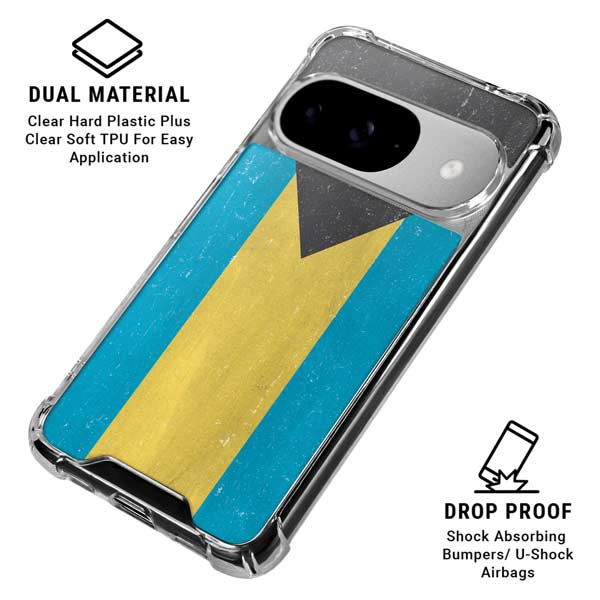 Bahamas Flag Distressed Google Pixel 10 Clear Case