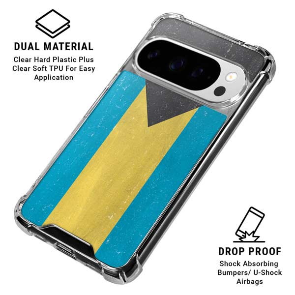 Bahamas Flag Distressed Google Pixel 10 Pro XL Clear Case