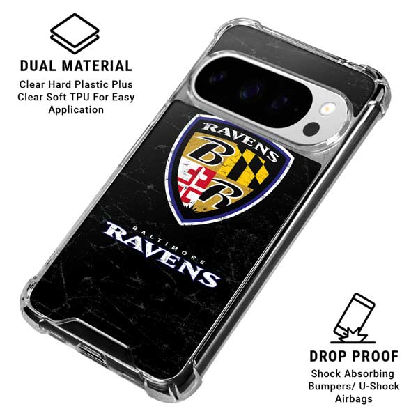 NFL Baltimore Ravens - Alternate Distressed Google Pixel 10 Pro XL Clear Case