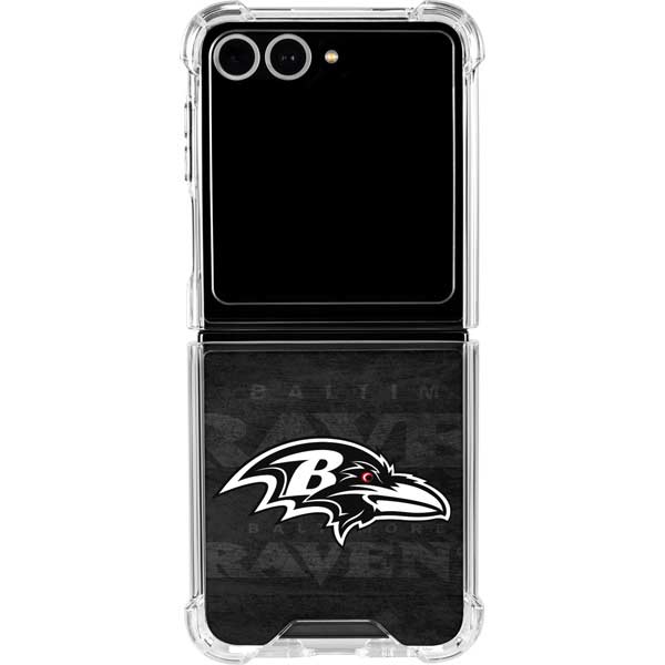 NFL Baltimore Ravens Black & White Galaxy Z Flip7 Clear Case