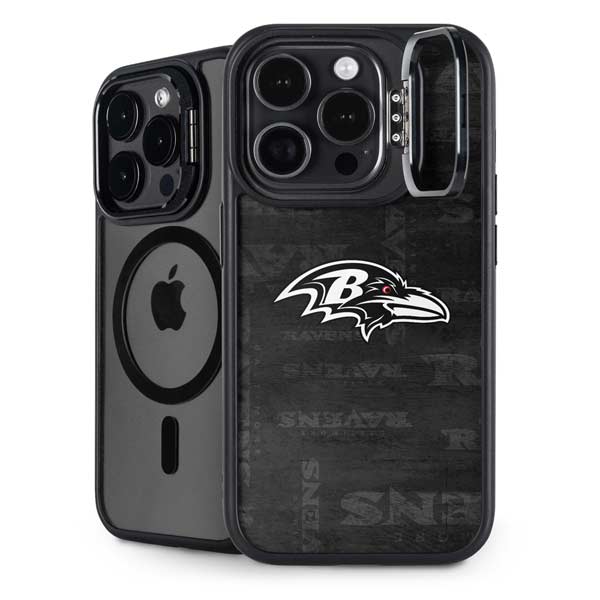 NFL Baltimore Ravens Black & White iPhone 14 Pro Max Kickstand Case
