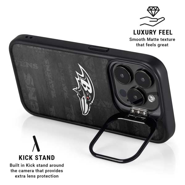 NFL Baltimore Ravens Black & White iPhone 14 Pro Max Kickstand Case