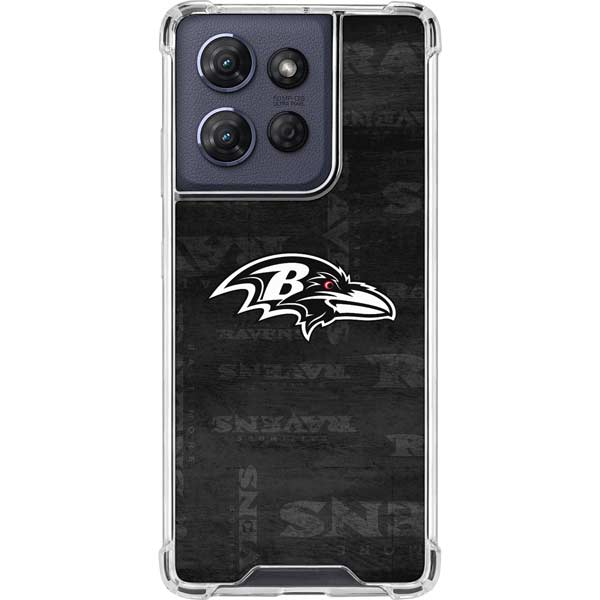 NFL Baltimore Ravens Black & White Moto G 5G (2025) Clear Case