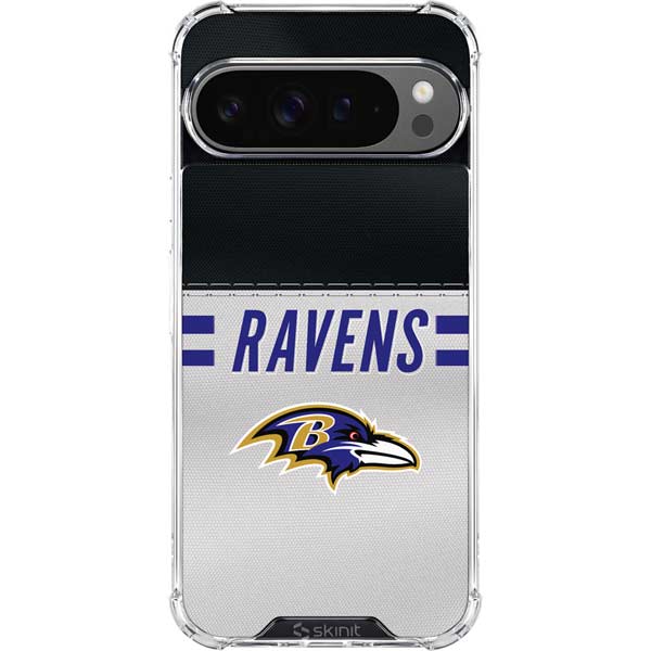 NFL Baltimore Ravens White Striped Google Pixel 10 Pro XL Clear Case