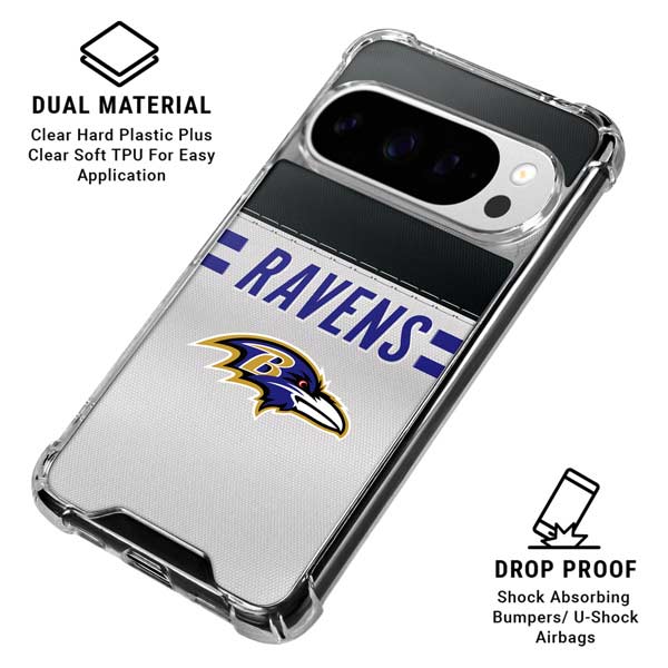 NFL Baltimore Ravens White Striped Google Pixel 10 Pro XL Clear Case